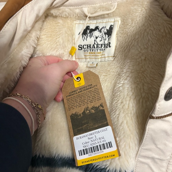 Cream and Brown Jacket with Striped Lining NWT - Picture 2 of 2